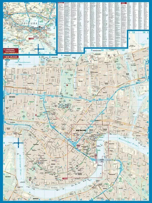 New Orleans Laminated City Street Map l Borch