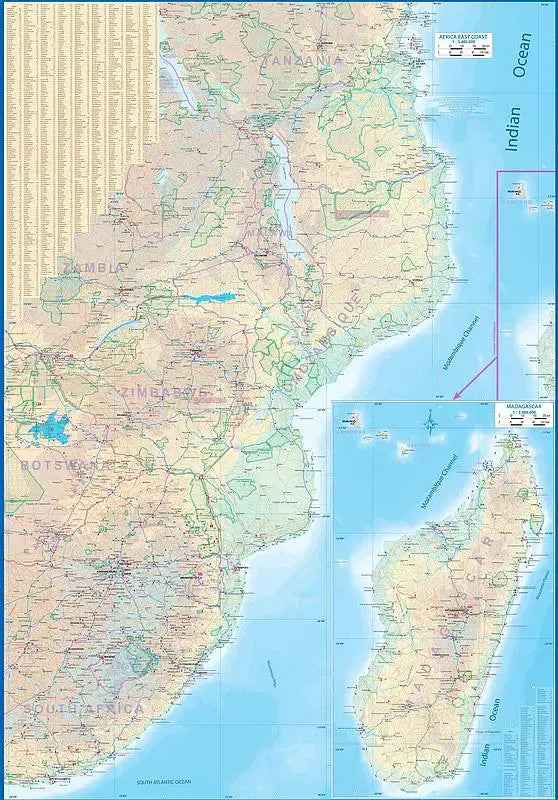 Africa East Coast Travel Map