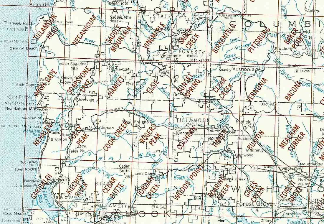 Nehalem River Area 1:24K USGS Topo Maps