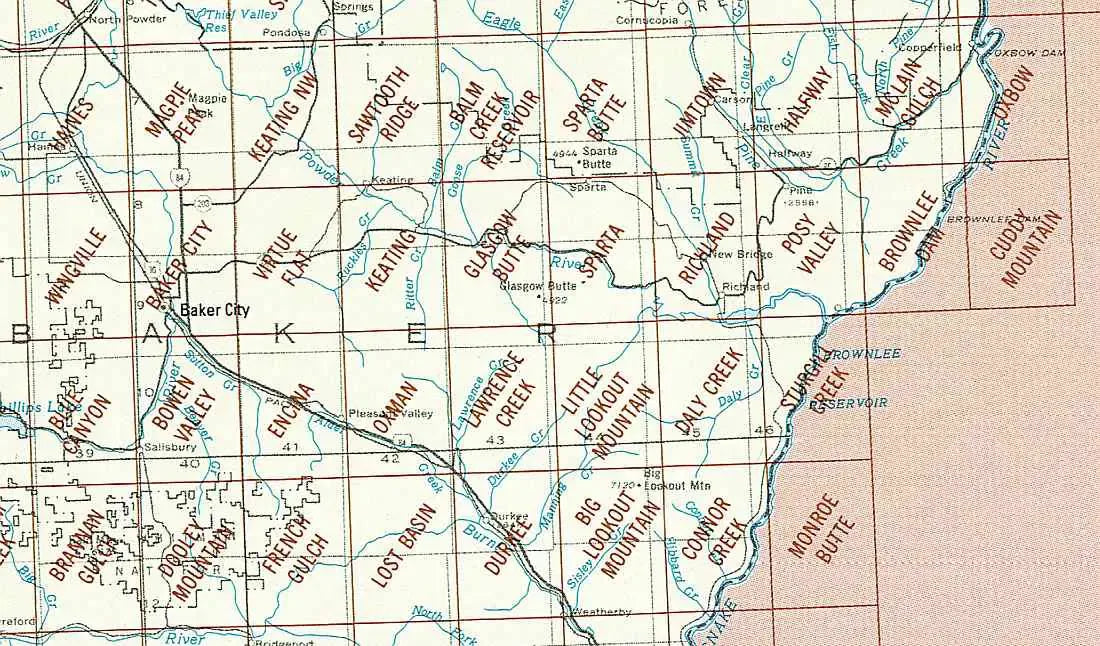 Baker Area 1:24K USGS Topo Maps