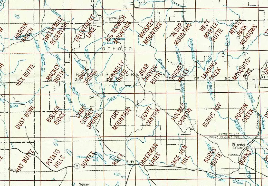 Burns Area 1:24K USGS Topo Maps