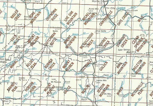 Canyonville Area 1:24K USGS Topo Maps