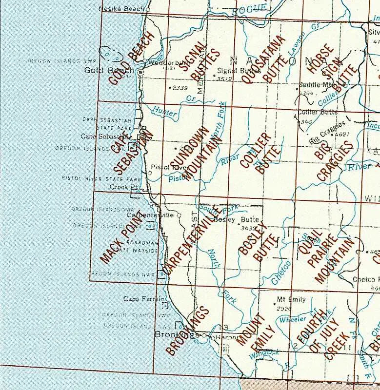Gold Beach Area 1:24K USGS Topo Maps
