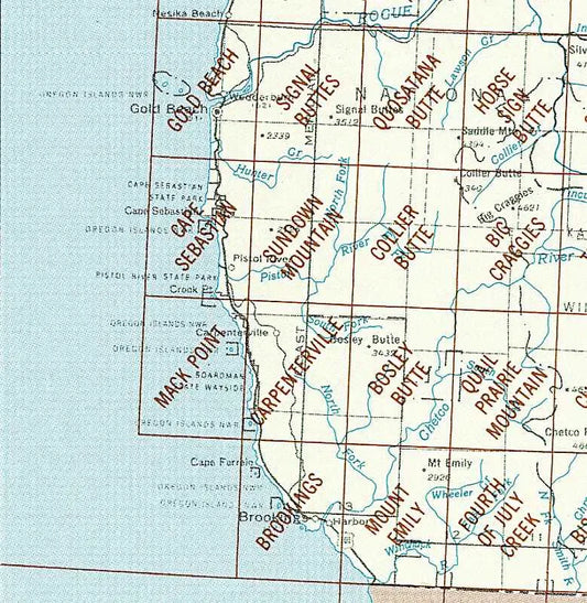 Gold Beach Area 1:24K USGS Topo Maps