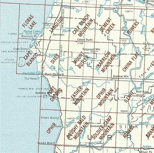 Port Orford Area 1:24K USGS Topo Maps
