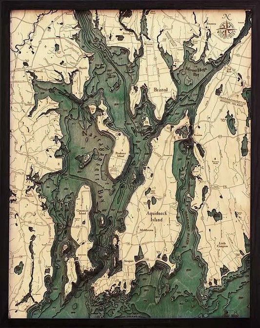 Narragansett Bay & Newport, RI Wood Chart