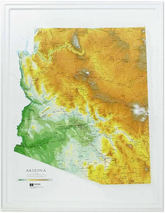 Arizona Raised Relief Map (Raven Colors)