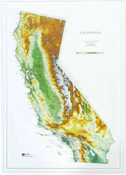 California Raised Relief Map (Raven Colors)