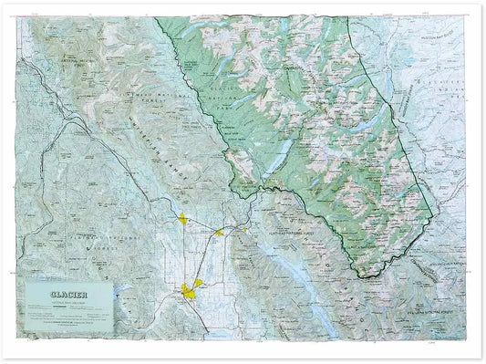 Glacier National Park Raised Relief Map