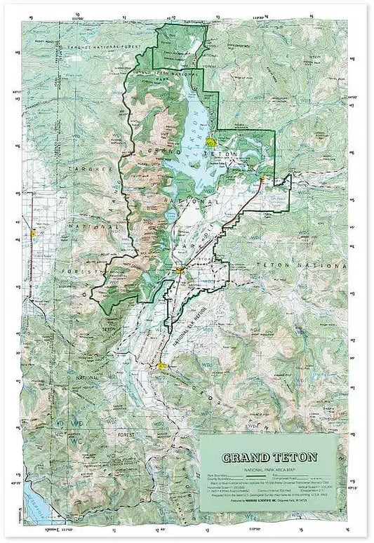 Grand Teton National Park Raised Relief Map