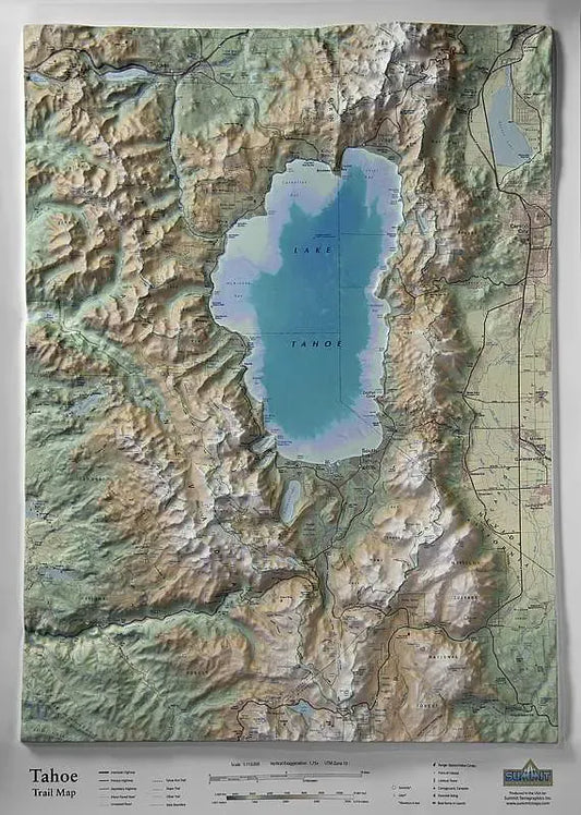 Lake Tahoe Raised Relief Map