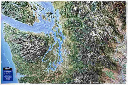 Seattle Washington / Pacific Northwest Raised Relief Map