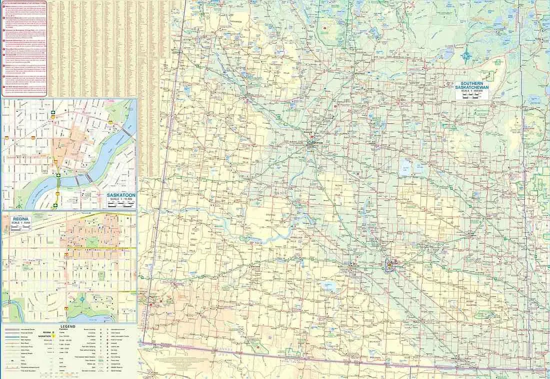 Saskatchewan & Manitoba Travel Map