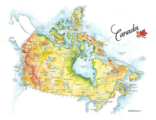 Canada Watercolor Map by Elizabeth Person