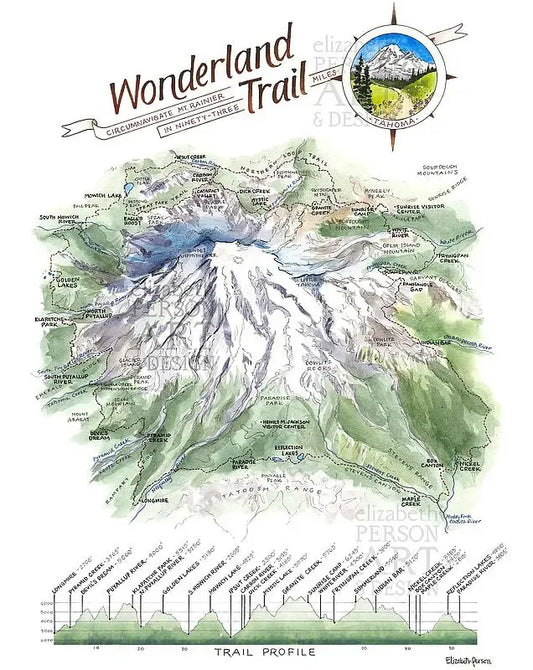 Wonderland Trail Watercolor Print by Elizabeth Person