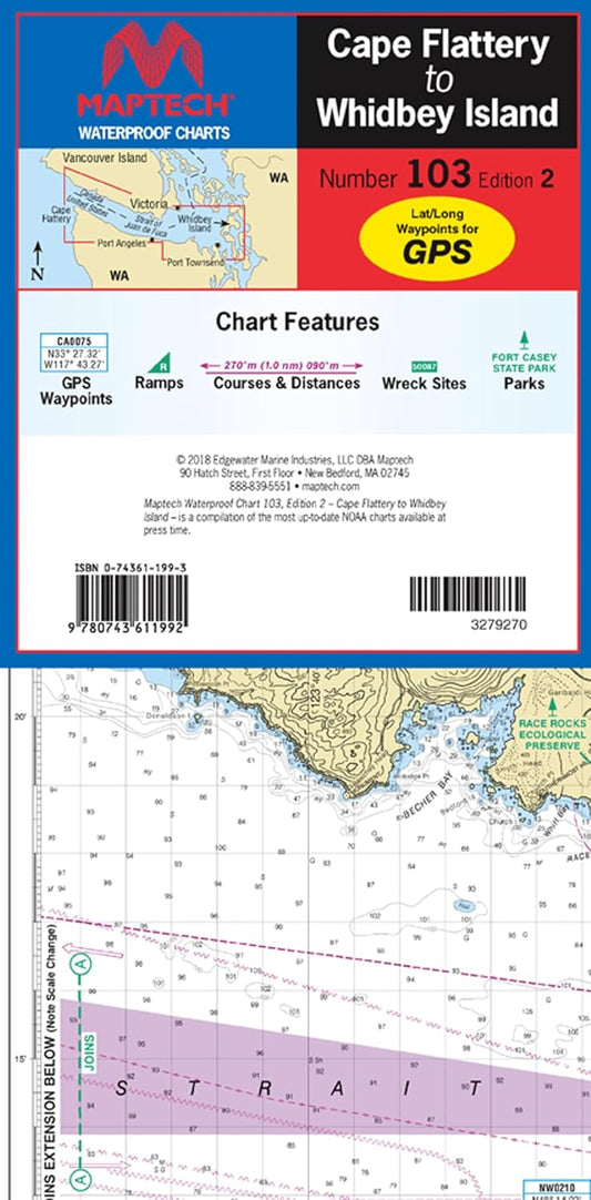 Cape Flattery to Whidbey Island Waterproof Nautical Chart
