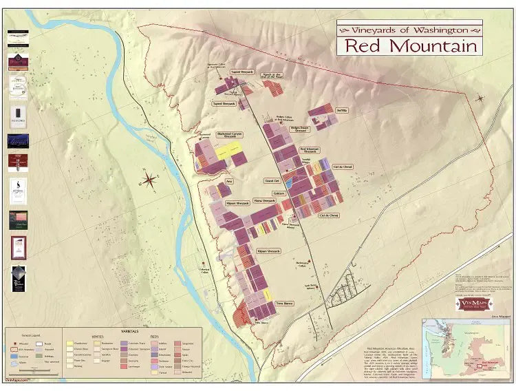 Red Mountain, Washington Wine Region Map