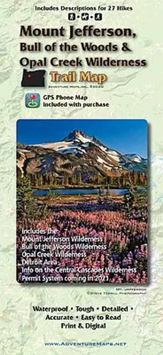 Mount Jefferson, Bull of the Woods & Opal Creek Wilderness Hike & Bike Trail Map by Adventure Maps - Cover