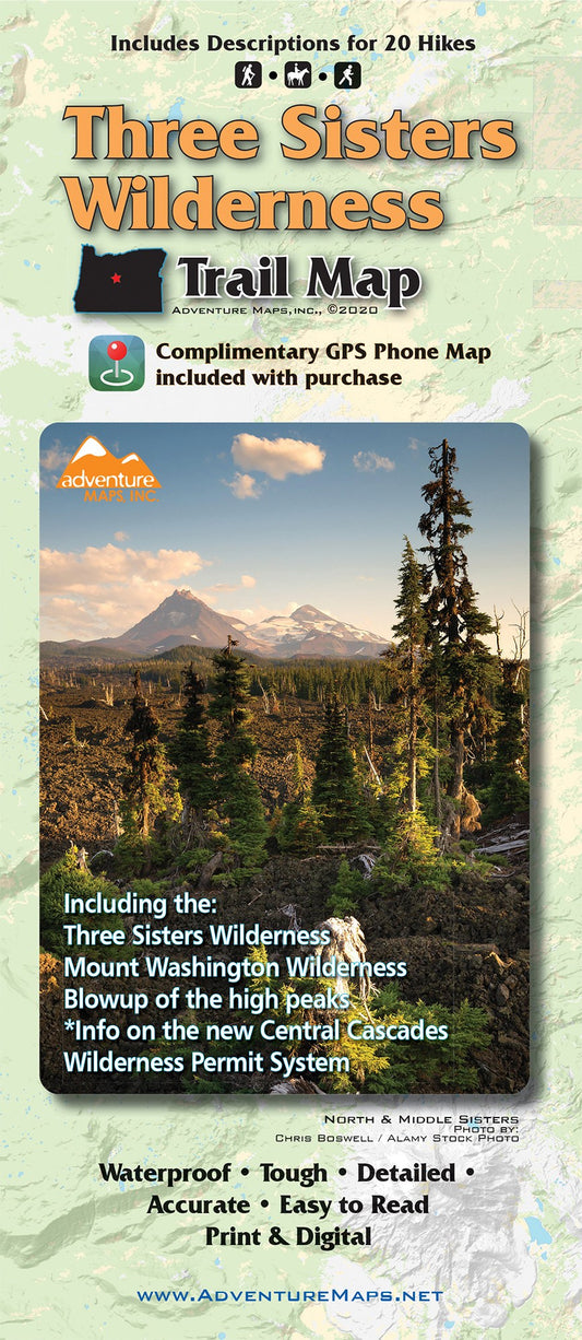 Three Sisters Wilderness, Oregon Biking & Hiking Trail Map - Cover