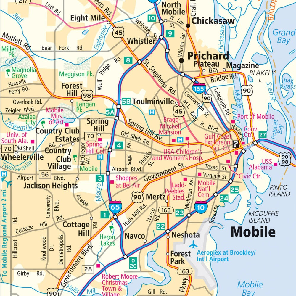 Alabama State Highway Laminated Map by Rand McNally (Easy to Fold) - Map Detail