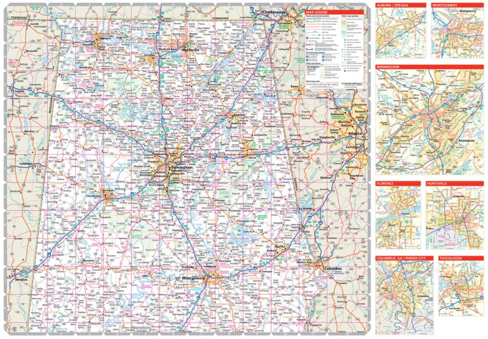 Alabama State Highway Folded Map by Rand McNally (Easy to Read) - North Map