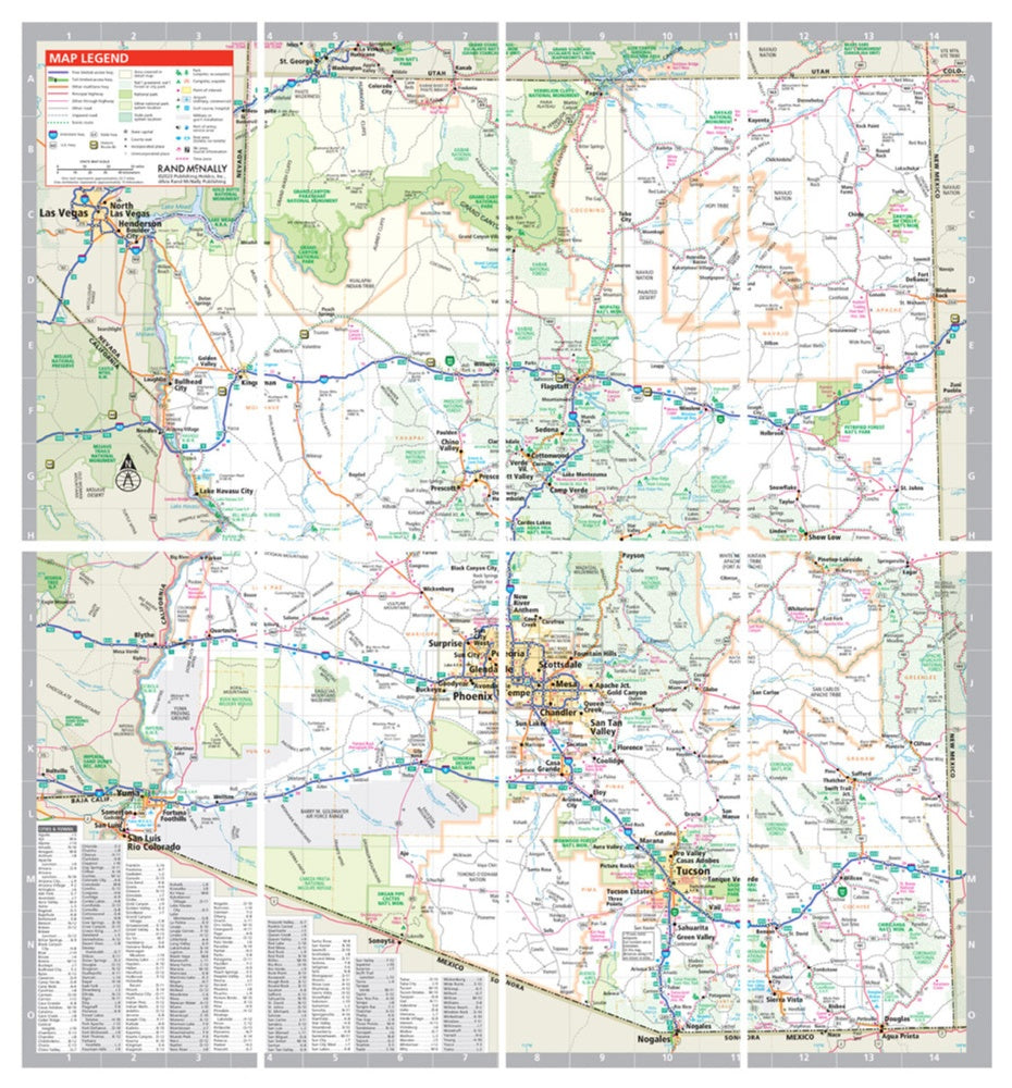 Arizona State Highway Laminated Map by Rand McNally (Easy to Fold) - Map