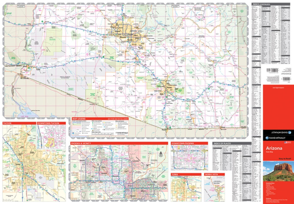 Arizona State Highway Folded Map by Rand McNally (Easy to Read) - South Map
