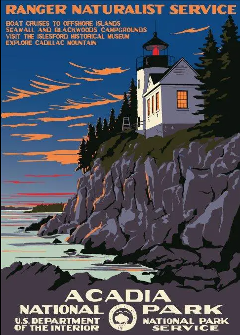 Acadia National Park WPA Style Poster from Ranger Doug