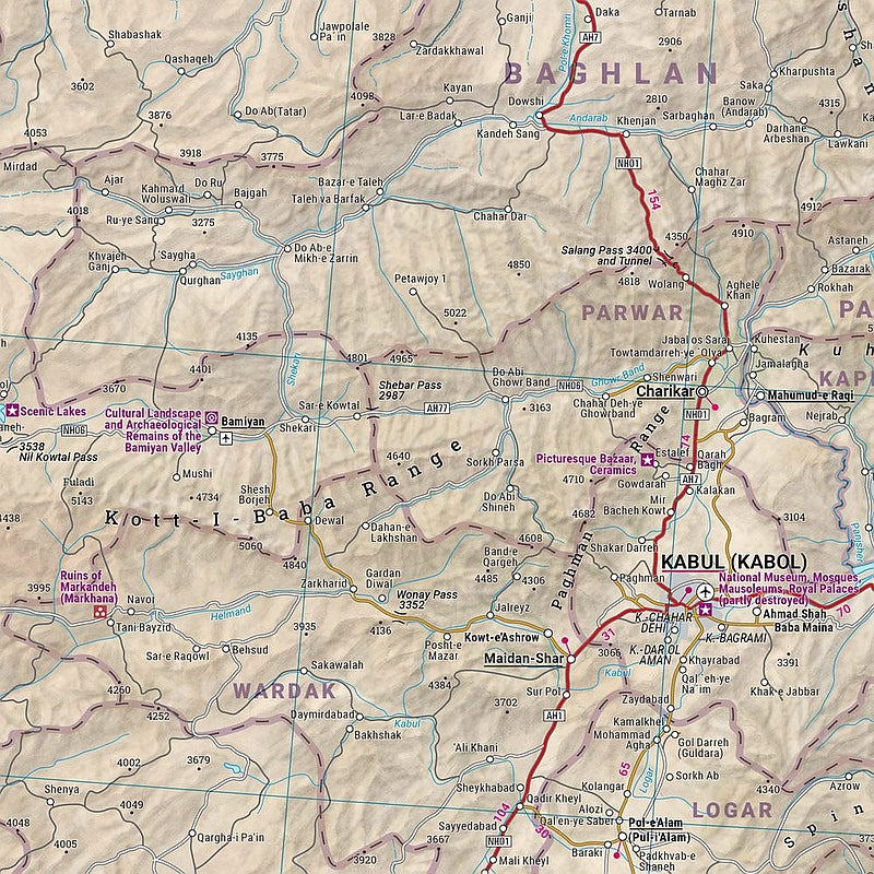 Afghanistan Road Map by Freytag & Berndt - Map Detail