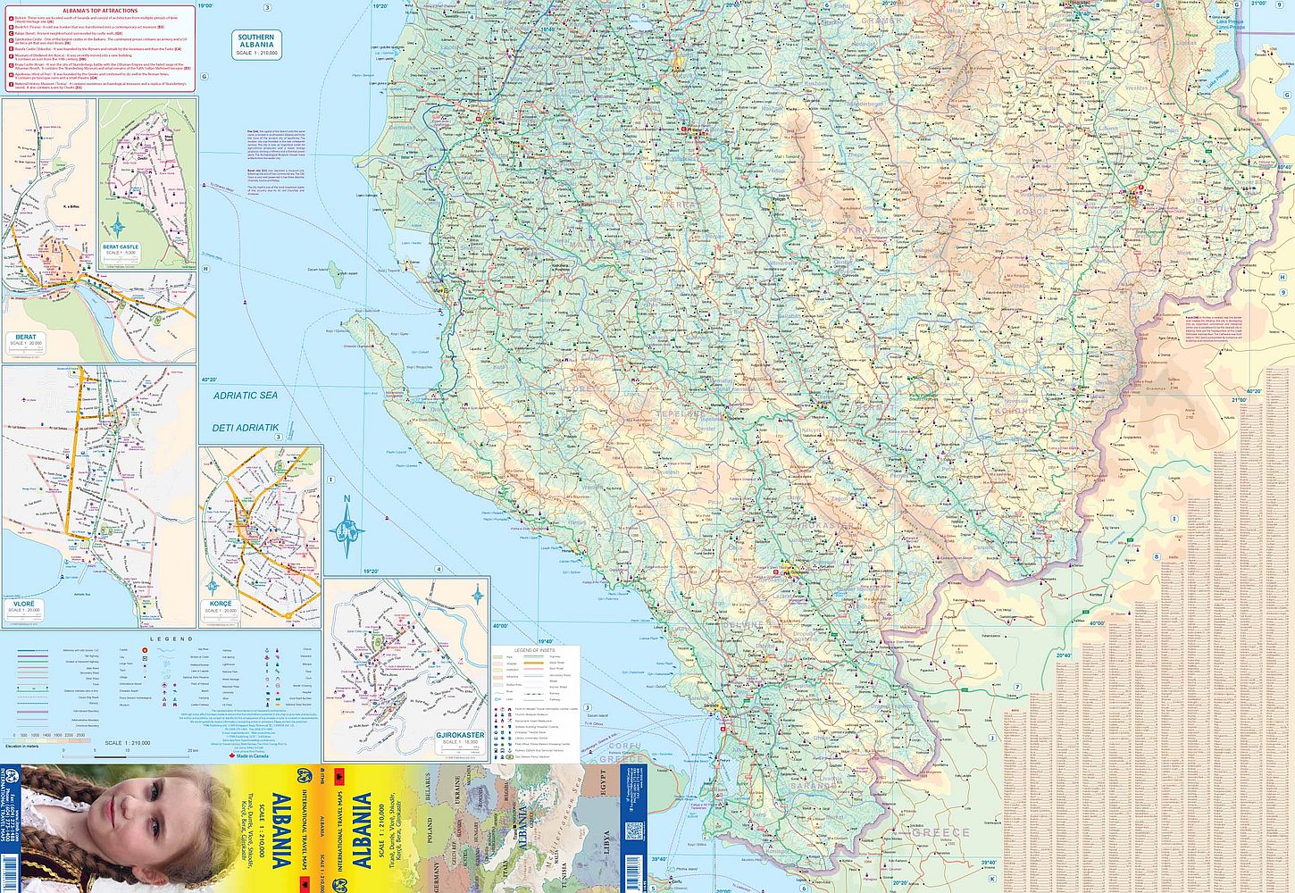 Albania Travel & Reference Map by ITMB - South Map