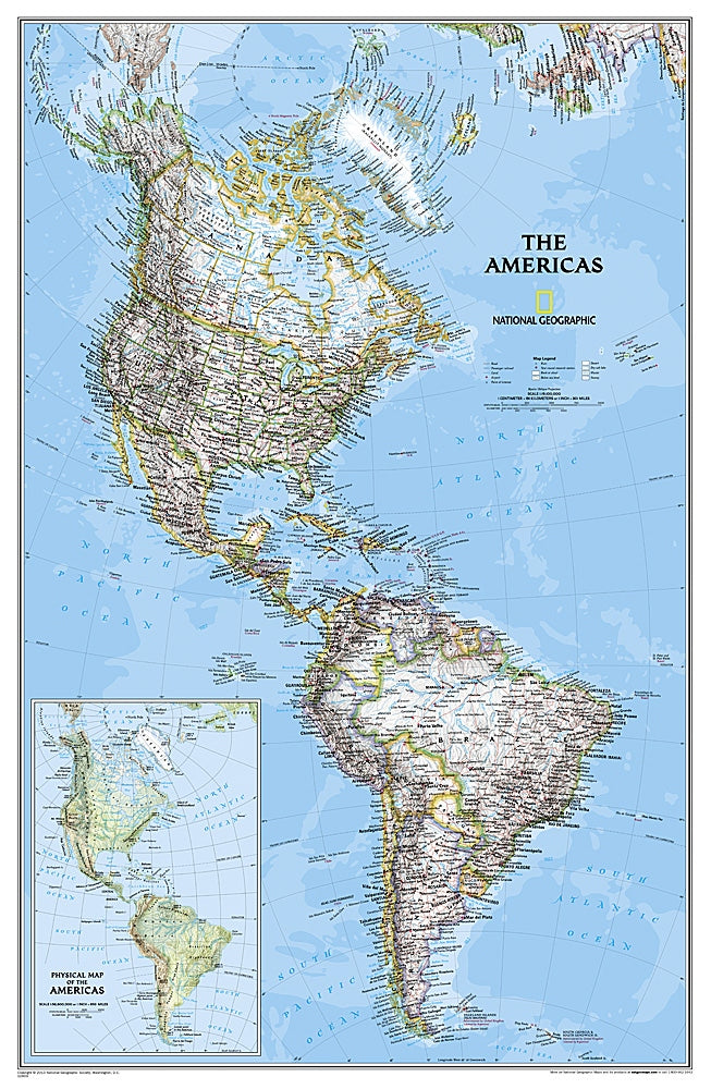 The Americas Wall Map by National Geographic