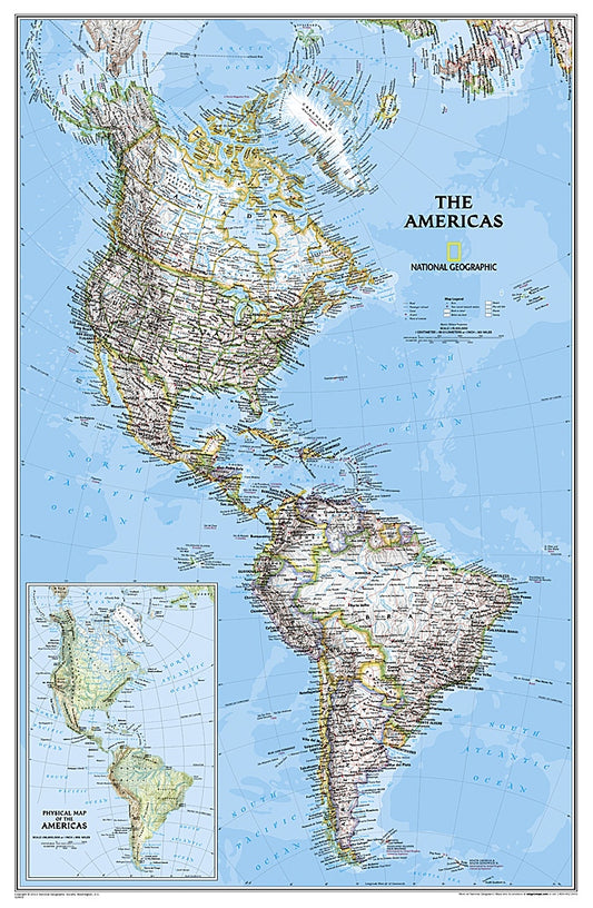 The Americas Wall Map by National Geographic