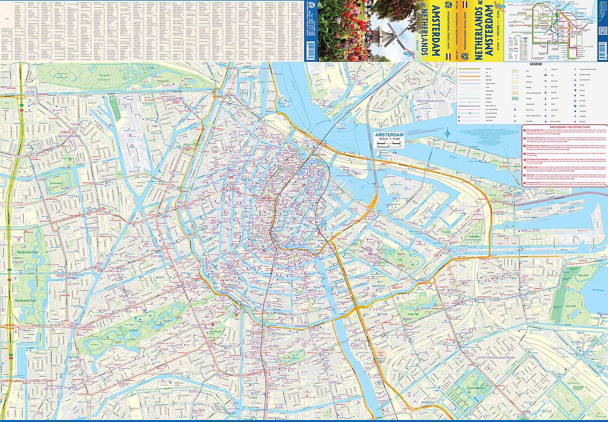 Amsterdam & Netherlands Travel & Reference Map by ITMB - Amsterdam Map