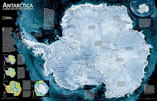 Antarctica Satellite Wall Map by National Geographic