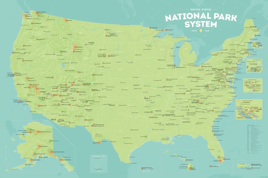 U.S. National Park System Wall Map by Best Maps Ever