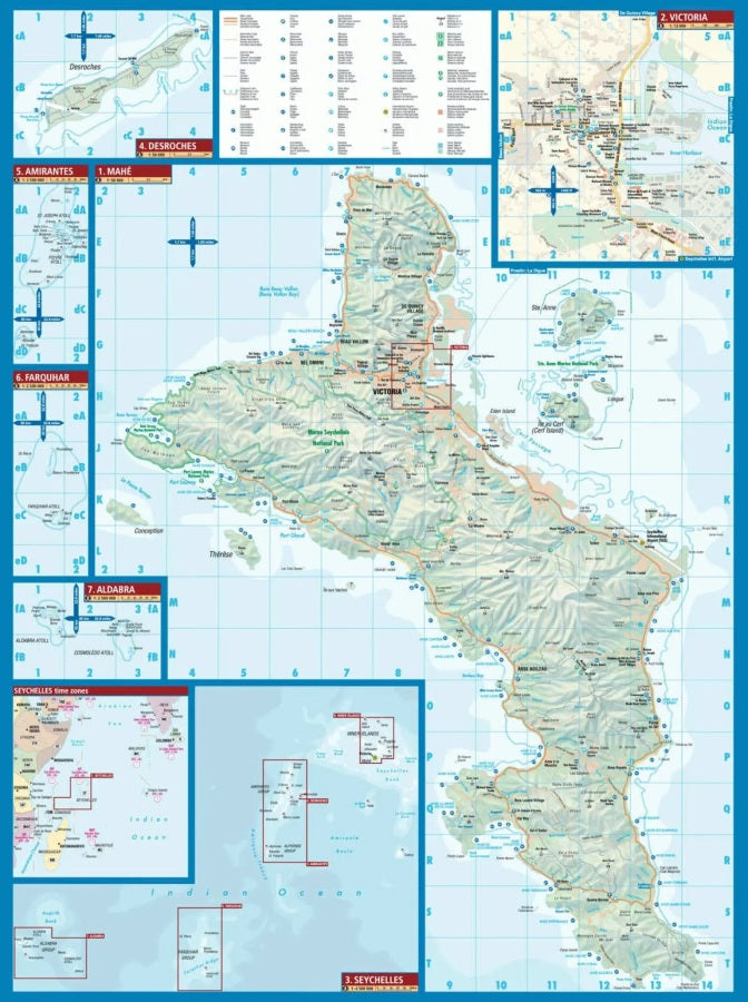 Seychelles Laminated Road Map by Borch Maps - South Map