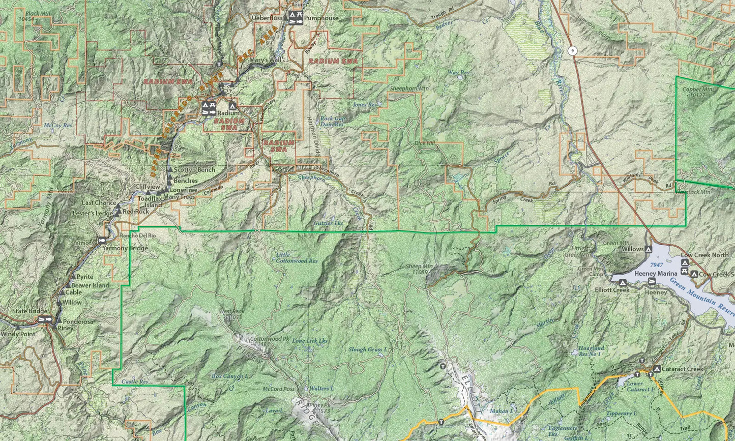 Central Colorado Mountains Wall Map