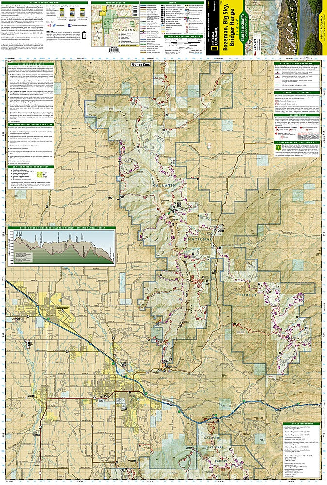 Bozeman, Big Sky & Bridger Range Trails Illustrated Topographic Map #723 - Map Detail