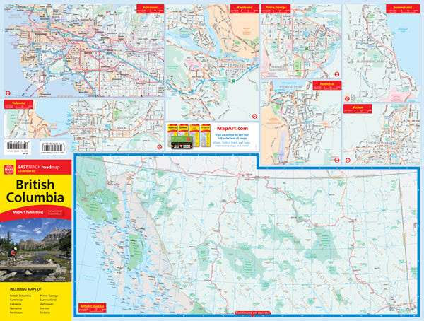 British Columbia FastTrack Road Map by MapArt - North Map + Insets