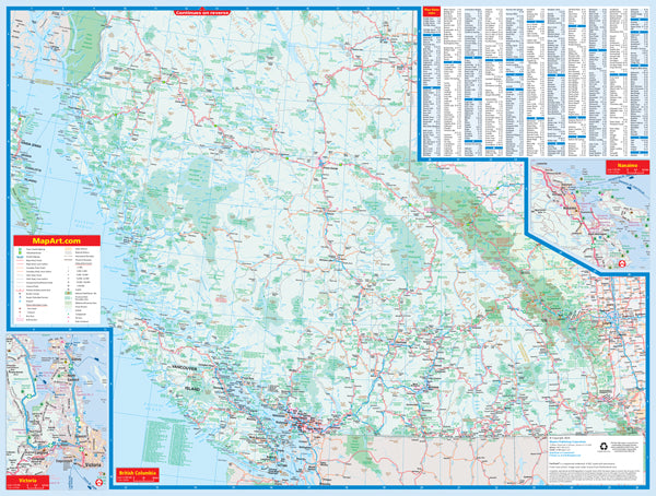 British Columbia FastTrack Road Map by MapArt - South Map