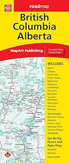 Folded paper map of BC and Alberta, Canada