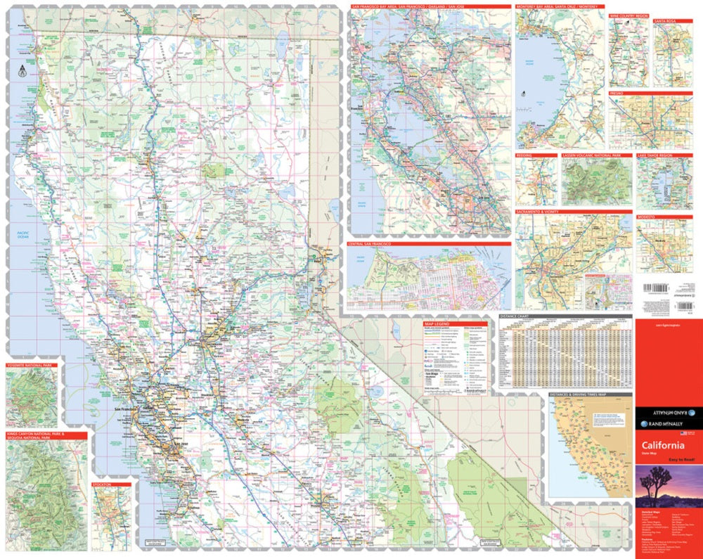 California State Highway Folded Map by Rand McNally (Easy to Read) - Map North