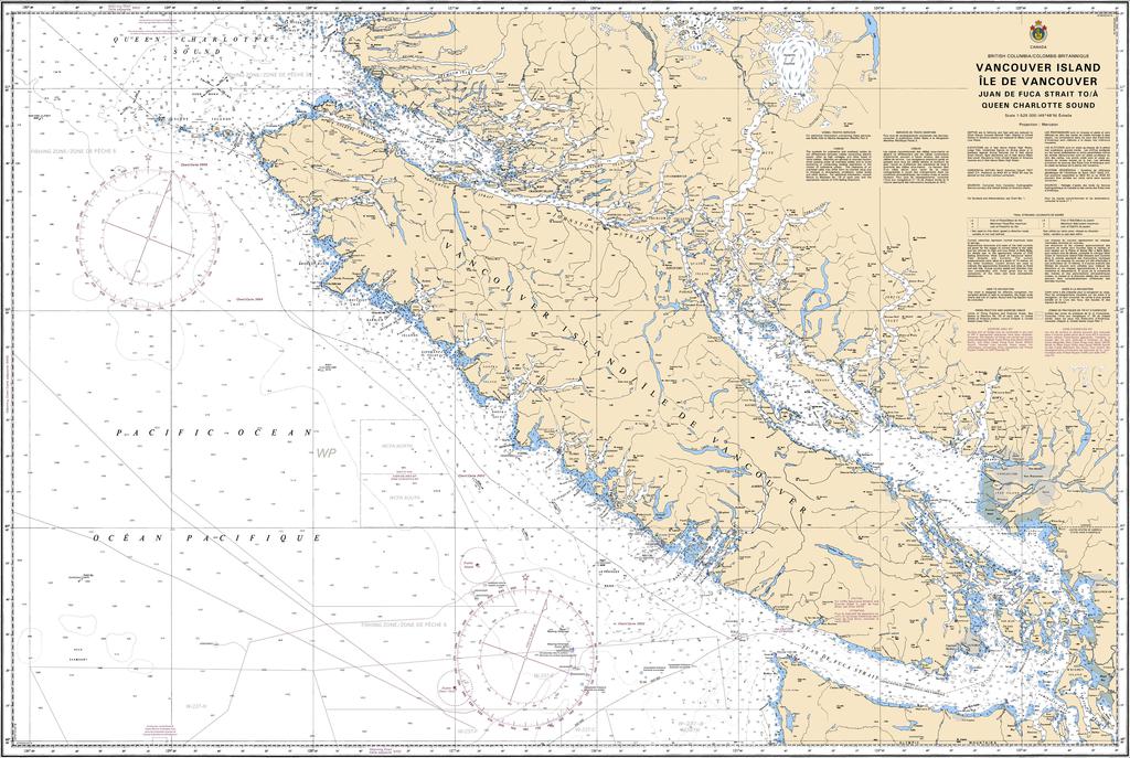 Canadian Nautical Chart #3011 Juan de Fuca Strait to Queen Charlotte Sound