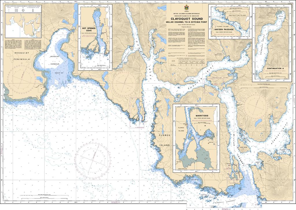 Canadian Nautical Chart #3674 - Clayoquot Sound (Millar Channel to Estevan Point)