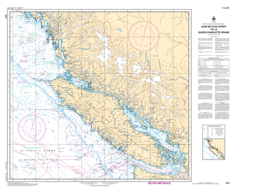 Canadian Chart 3011, Juan de Fuca to Queen Charlotte Island