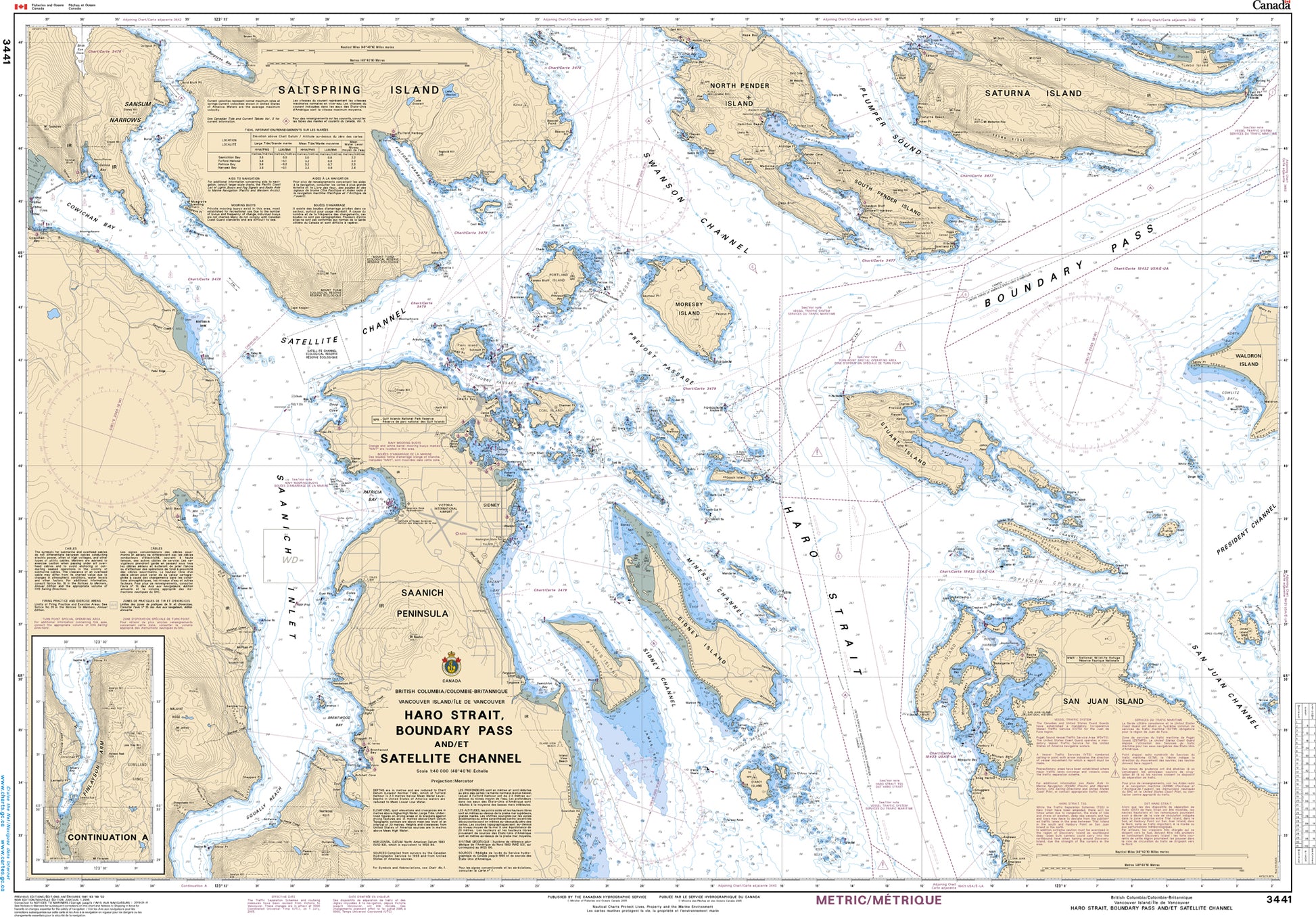 Nautical chart of a coastal area with various islands and waterways.