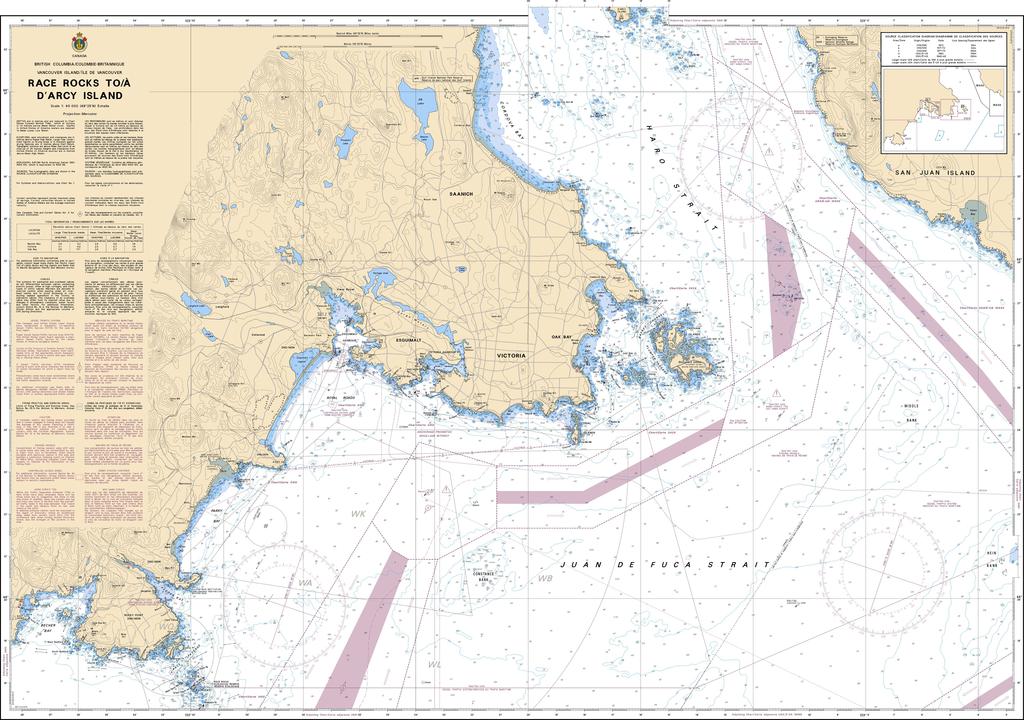 Canadian Nautical Chart #3440 - Race Rocks to D'Arcy Island