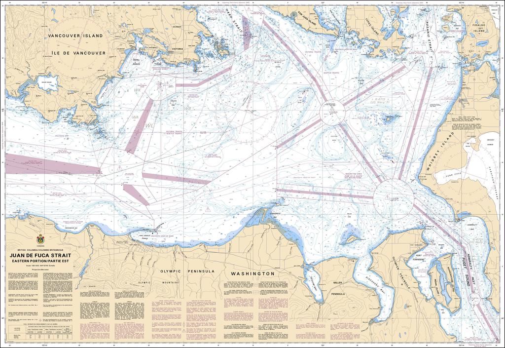 Canadian Nautical Chart #3461 - Juan de Fuca Strait (Eastern Portion)