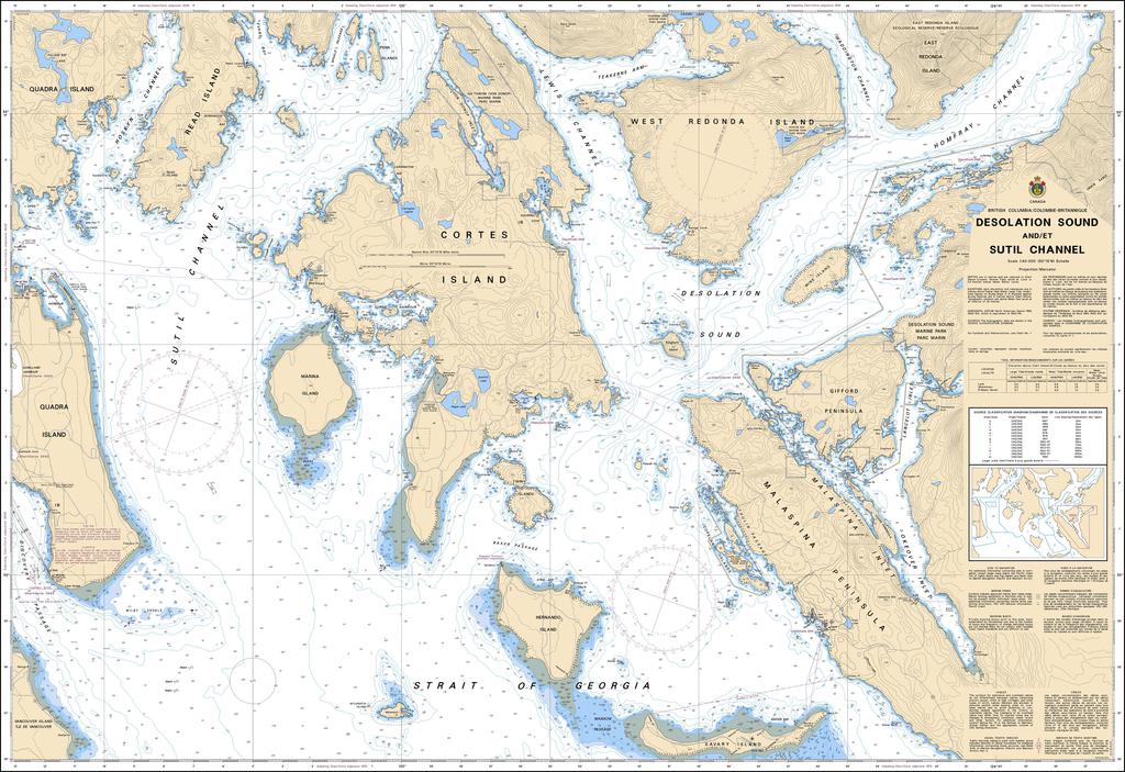 Canadian Nautical Chart #3538 - Desolation Sound and Sutil Channel