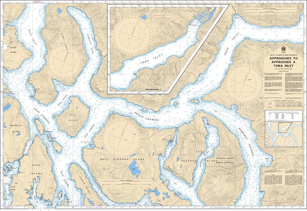 Canadian Nautical Chart #3541 - Approaches to Toba Inlet